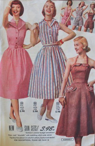 1950s sun dresses and playsuits, adorable designs for a vintage summer