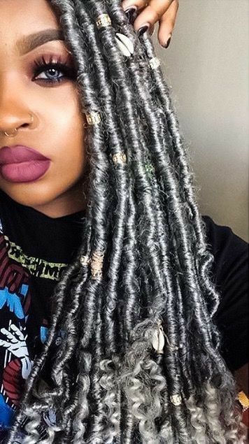 Grey Hair Braids, Goddess Locks, Goddess Faux Locs, Hype Hair, Grey Hair Inspiration, Braided Hairdo, Big Box Braids Hairstyles, Covering Gray Hair, Faux Locs Hairstyles