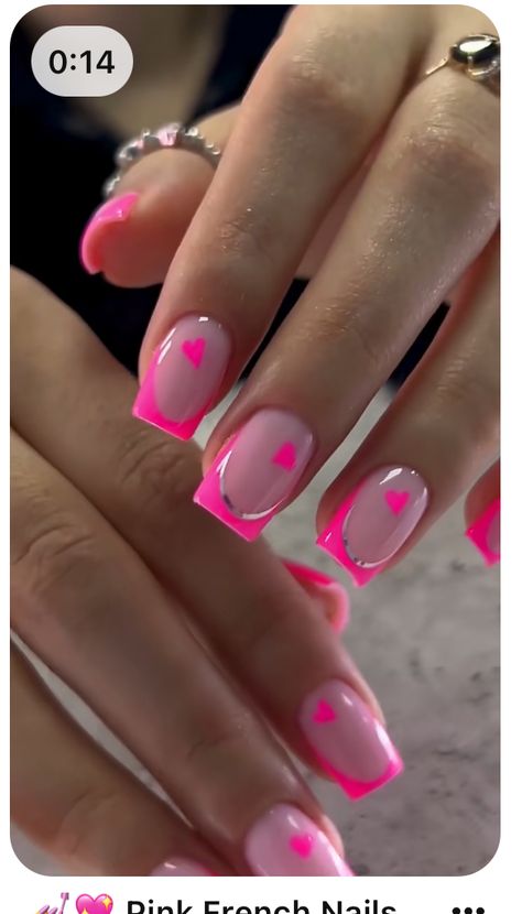 Faded Nails, Pink Nail Art Designs, Nail Tip Designs, Heart Nail Designs, Acrylic Toe Nails, Gel Nails Diy, Summery Nails, French Tip Acrylic Nails, Pink French