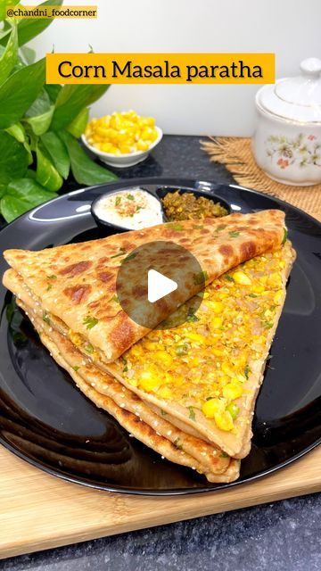 Corn Paratha Recipe, Masala Paratha, Carom Seeds, Boiled Corn, Breakfast Recipes Indian, Paratha Recipes, Recipes Indian, Chaat Masala, Coriander Powder