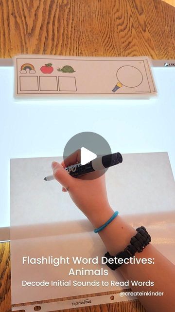 Create in Kinder | Kindergarten Teacher on Instagram: "Here's a fun way to use your light panel for literacy! How many words can you decode? You can use these Flashlight Word Detectives: Animals cards with a flashlight orally or make it a writing activity with a light panel. We simply stuck a piece of cardstock in a sheet protector to use as a whiteboard on the light panel. You can find this resource in my TPT store: Create In Kinder. There are lots of flashlight / light table sets there.  We love our @tickit_education light panel from @scholarschoice !  With @rainbowsprinklestudio 's awesome clipart #kindergartenliteracy #lightpanel #kindergartenliteracycenter #kindergartenwriting" Light Table Letter Activities, Preschool Reading Activities, Animals Cards, Art Elementary, English Education, Literacy Centers Kindergarten, Preschool Reading, Sheet Protector, Christmas Card Art