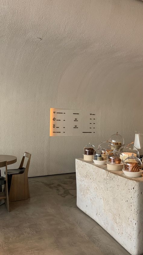 Modern Minimalist Coffee Shop, Minimal Cafe Interior Design, Unique Cafe Concept Ideas, Minimalistic Cafe Interior, Minimalist Coffee Shop Interiors, Cafe Register, Coffee Shop Astethic, Cute Cafe Design, Minimalist Cafe Interior