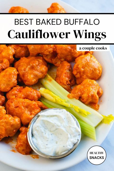 Healthy Snacks Vegetarian, Appetizers Superbowl, Cauliflower Buffalo Bites, Spicy Buffalo Sauce, Snacks Vegetarian, Buffalo Bites, Buffalo Cauliflower Wings, Appetizers Healthy, Healthy Foods To Make