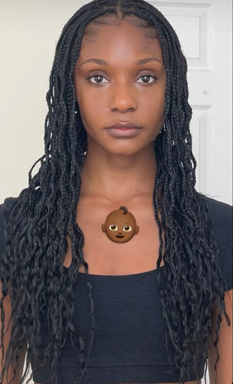 Salem Mitchell Braids, Braids For Oval Face Shape Black Women, Medium Layered Braids, Bra Strap Length Box Braids, 4c Box Braids, Tiny Braids For Black Women, Mid Length Box Braids, Shoulder Length Box Braids, Box Braids Hairstyles For Black Women