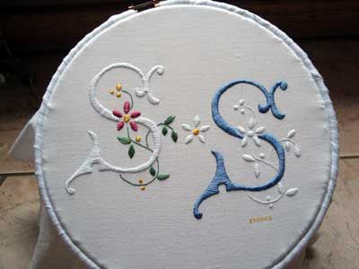 Hand Embroidered Monograms in Whitework and Color Name Embroidery Ideas Letters, Name Embroidery Ideas, S Letters, S Embroidery, Monogrammed Linens, Blackwork Embroidery, Embroidery Alphabet, Name Embroidery, Hand Lettering Alphabet