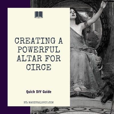 DIY Creating an Altar for Circe. Shrine, Sanctum, Sacred Space. Greek Goddess, Magic, Witchcraft. Homemade. Intention, Purpose. Altar. Circe Goddess, Deity Worship, Goddess Magic, Spells That Actually Work, Revenge Spells, Altar Ideas, Green Magic, Quick Diy, Altar Cloth