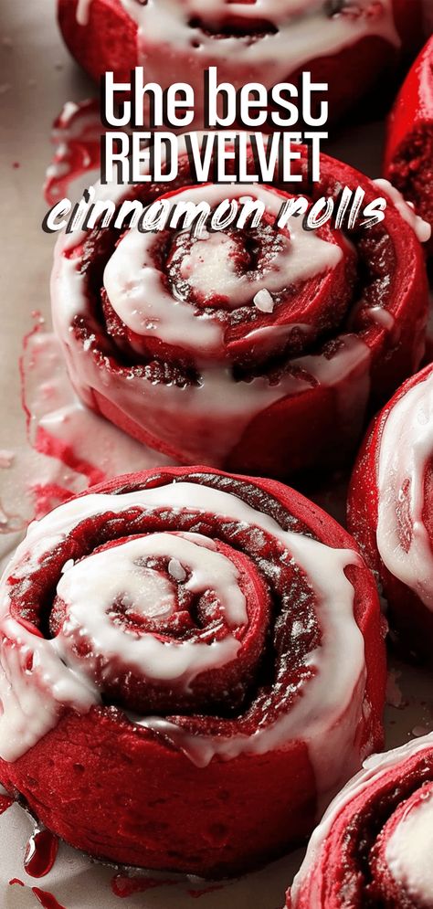 Red Velvet Cinnamon Rolls [145 Minutes] – Chasety Red Velvet French Toast, Red Velvet Rolls, Red Velvet Cinammon Roll, Peppermint Cinnamon Rolls, Red Velvet Cinnamon Rolls Recipe, Red Velvet Roll, Red Velvet Cinnamon Rolls, Fall Rolls, Velvet Desserts