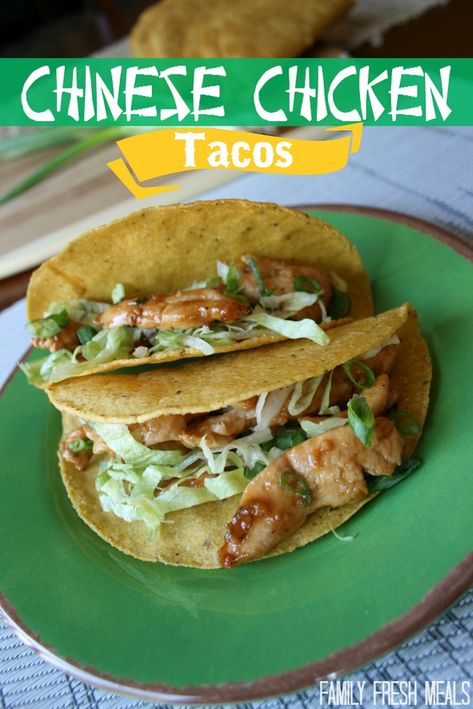 Chinese Chicken Tacos Meals For 5, Great Chicken Recipes, Amazing Meals, Fresh Meals, Family Fresh Meals, Chinese Chicken, Wontons, Chicken Tacos, Asian Cooking