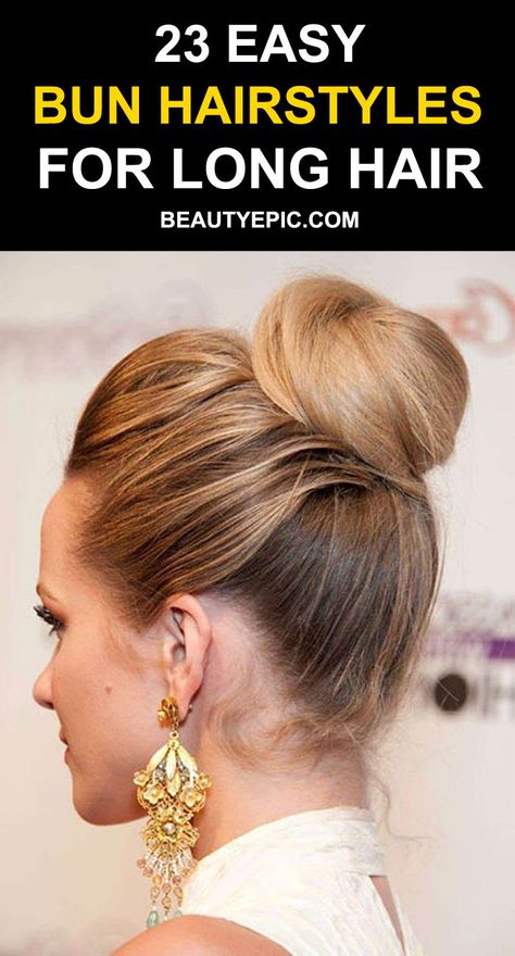 Bun Hairstyles for Long Hair Bun Hairstyles For Curly Hair, Super Easy Bun, Blond Hairs, Easy Bun Hairstyles For Long Hair, Haircut Tip, Mom Hair, Long Shag Haircut, Easy Bun, The Bun