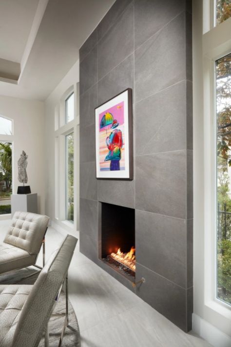 Large-Format Wall Tile | Arizona Tile Large Format Tile Fireplace, Large Tile Fireplace, Large Format Wall Tile, Tiled Fireplace Wall, Room Wall Tiles, Arizona Tile, Tile Options, Tile Fireplace, Family Room Walls