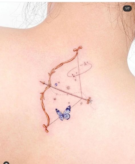 Sagittarius Tattoo Designs, Sagittarius Tattoo, Arrow Tattoo Design, Korean Tattoos, Arrow Tattoo, Arrow Tattoos, Back Tattoo Women, Spine Tattoos, Baby Tattoos