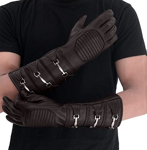 Hand Armor, Starwars Cosplay, Leather Cosplay, Long Black Gloves, Leather Gauntlet, Leather Work Gloves, Brown Gloves, Costume Gloves, Fashion Gloves