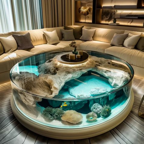 Aquarium In Living Room, Aquarium In House, Living Aquarium, Coffee Table Fish Tank, Coffee Table Aquarium, Magical Interior, Table Aquarium, Aquarium Table, Fish Tank Coffee Table