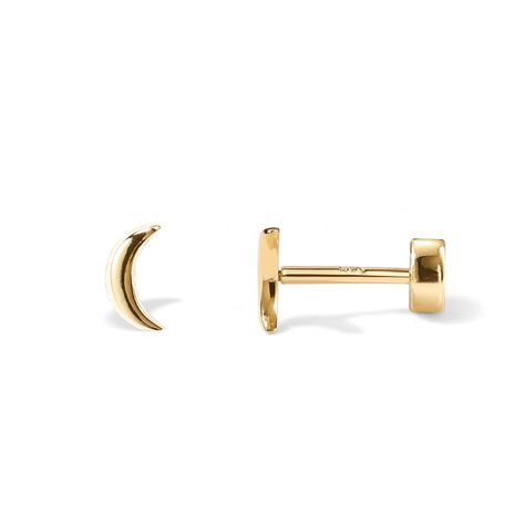 PAVOI 14K Gold Plated Solid 925 Sterling Silver Post Flat Back Stud Earrings for Women | Cartilage Helix Piercing | Heart Moo Moon Earrings Studs, Cartilage Helix Piercing, Earring Stack, Flat Back Earrings, Womens Earrings Studs, Gold Flats, Small Earrings Studs, Helix Piercing, Stud Earrings For Women