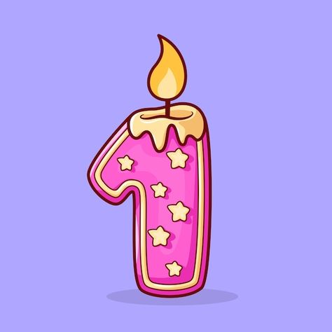 Vector vector cute birthday candle in th... | Premium Vector #Freepik #vector Cartoon Doodle, Cute Birthday, Illustration Cartoon, Birthday Candles, Number One, Premium Vector, Doodles, Candles, Birthday