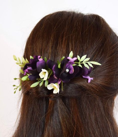 Floral Hair Comb Wedding, Flowers For Beginners, Orchid Hair, Hair For Wedding, Floral Crown Wedding, Wedding Comb, Bride Flower, Floral Comb, Bride Floral