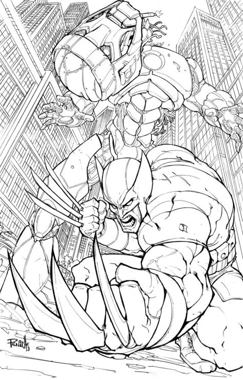 wolverine vs Sentinel by Fpeniche on DeviantArt Wolverine Artwork, Hb Pencil, Comic Book Drawing, Wolverine Art, Marvel Coloring, The Wolverine, Superhero Coloring, Marvel Drawings, Comic Book Artwork