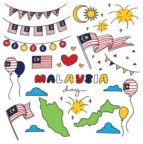 Malaysia Design, Malaysia Day, Malaysia Flag, Independence Day Poster, Preschool Classroom Decor, Interior Design Drawings, Doodle Style, Poster Drawing, My Little Pony Drawing