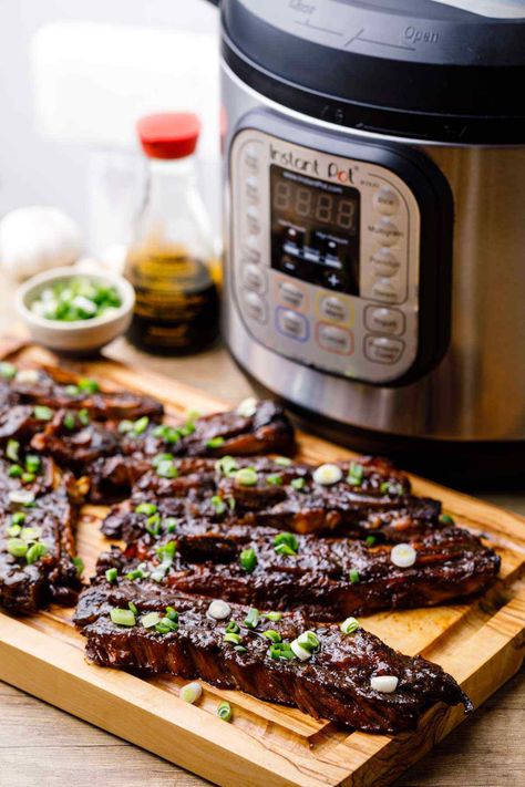 Addictive Instant Pot Korean Short Ribs (ERMAHGERD!) - Miss Wish Korean Short Ribs Recipe Instant Pot, Korean Beef Ribs Instant Pot, Korean Pork Ribs Instant Pot, Beef Short Ribs Instapot, Short Ribs In Pressure Cooker, Pork Short Ribs Recipe Instant Pot, Flanken Short Ribs Recipe Instant Pot, Korean Short Ribs Instant Pot, Instapot Short Ribs