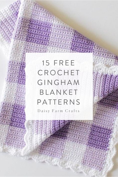 15 Free Crochet Gingham Blanket Patterns Crochet Gingham, Crochet Blanket Girl, Gingham Blanket, Modern Haken, Daisy Farm, Pop Stitch, Crochet Pink, Confection Au Crochet, Crochet For Beginners Blanket