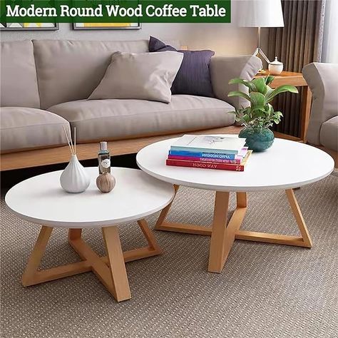 Amazon.com: Solid Wood Coffee Table,Modern Round Coffee Table for Living Room,Wooden Farmhouse Coffee Table Side Table,Small Center Table End Table(Diameter 31.5'', White) : Home & Kitchen Small Centre Table Design, Small Center Table, Round Coffee Table Wood, Wood Coffee Table Modern, White Coffee Tables, Modern Round Coffee Table, Centre Table Design, Round Center Table, Modern Wood Coffee Table