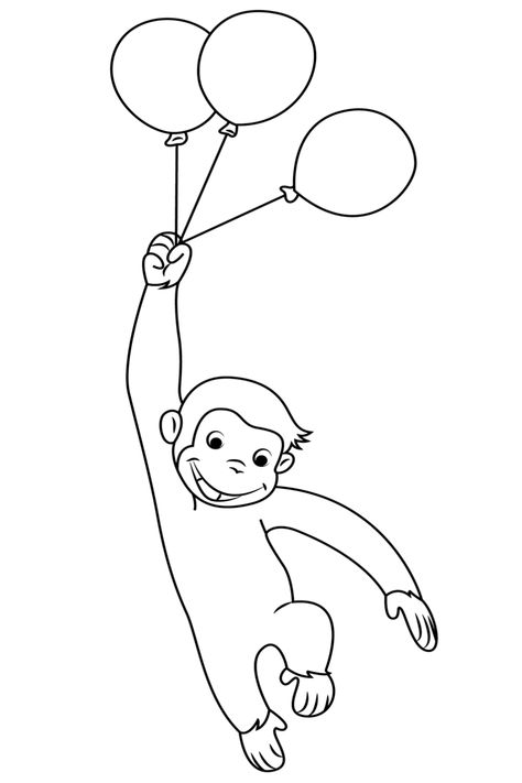 Curious George Drawing Easy, Space Coloring Sheet, Curious George Coloring Pages, Love Cartoon, Curious George Birthday, Activity Sheets For Kids, Cartoon Coloring, Free Printable Activities, Author Studies