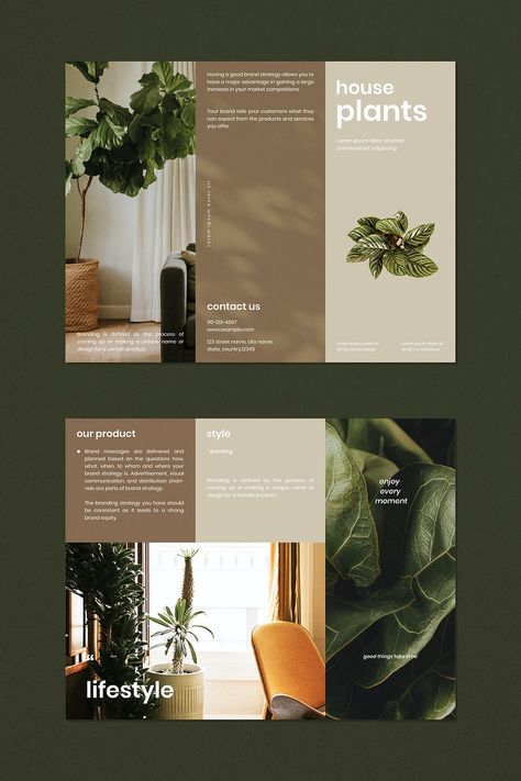 House plant shop brochure template vector | premium image by rawpixel.com / Aew House Brochure Design, Premium Design Layout, Clean Brochure Design, Premium Brochure Design, Broucher Design Layout Brochure Template, Housing Branding, Brochure Design Creative Graphics, Plant Shop Branding, Brochure Design Layout Creative