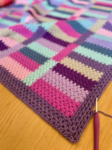 Violet Crochet Blanket, Crochet Stash Buster Blanket Patterns, Stash Buster Crochet Blanket Pattern, Crochet Granny Square Patchwork Blanket, 4 Colour Crochet Blanket Pattern, Patchwork Crochet Pattern, Scrap Buster Crochet Blanket, Crochet Scrappy Blanket, Scrapghan Crochet Free Pattern