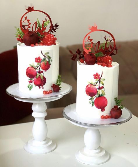 Pomegranate Cake Design, Yalda Cake Design, Cake Yalda, Pomegranate Theme, Yalda Cake, Baking Wallpaper, Sketch Architecture, Snow Photoshoot, Cake Models