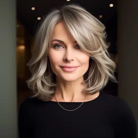 35 Flattering Hairstyles for Women Over 50 with Bangs Cosmo School, Medium Hair Styles For Women, 2023 Hair, Hair Affair, Haircuts For Medium Hair, Medium Length Hair, Fat Face, Medium Hair Cuts, Face Hair