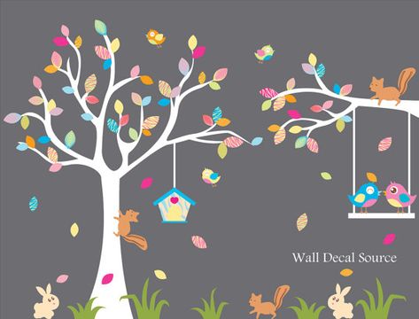 Birds Ocean Decals, House Stencil, Atlantic Beach Florida, Paint Leaves, Last Chance Sale, Tree Inspiration, Tree Mural, School Murals, Kids Room Wall Decals