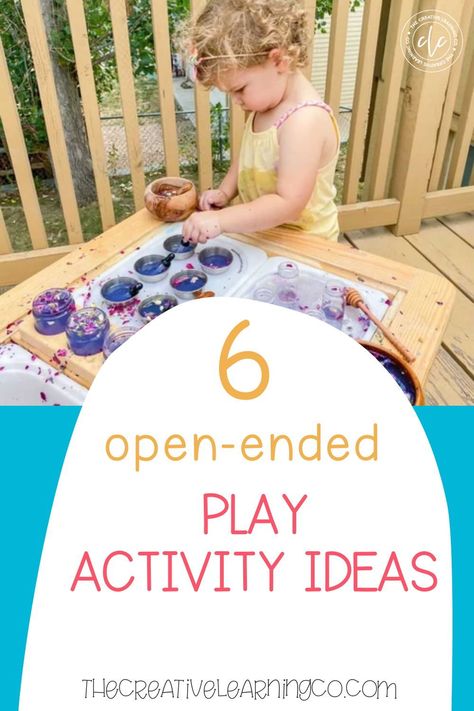 Understanding the importance of open-ended play for preschoolers is so important. Open-ended play ideas for toddlers can help them with imaginative play, independent play, and so much more. This blog highlights different ways to encourage open-ended play. Read the blog at thecreativelearningco.com. Open Ended Learning Activities, Open Ended Activities For Toddlers, Play For Preschoolers, Play Ideas For Toddlers, Open Ended Art, Fine Motor Development, Creative Table, Motor Development, Independent Play