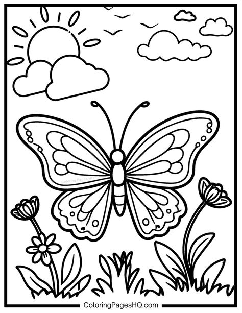 Pretty butterfly coloring page Butterfly Coloring Pages Free Printable, Butterfly Pictures To Color, Butterfly Coloring Pages, Jesus Coloring Pages, Garden Coloring Pages, Homeschool Lessons, Butterfly Coloring, Pretty Butterfly, Butterfly Printable