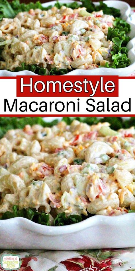 Homestyle Macaroni Salad Southern Macaroni Salad, Homemade Macaroni Salad, Best Macaroni Salad, Macaroni Salad Recipe, Salad Pasta, Salad Dishes, Bbq Food, Pasta Salads, Yummy Salad Recipes