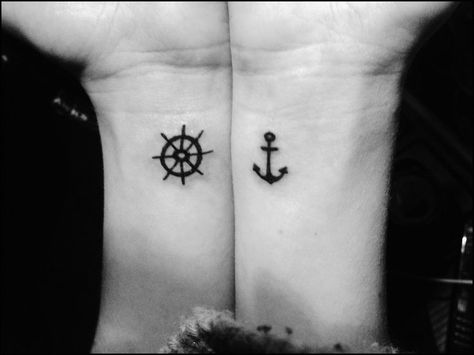 15 Tiny Tattoo Designs You Won't Miss | Seahorses, Finger Tattoos ... Ship Wheel Tattoo, Anker Tattoo Design, Small Anchor Tattoos, Wheel Tattoo, Small Anchor, Anker Tattoo, Tato Henna, Anchor Tattoos, Nautical Tattoo