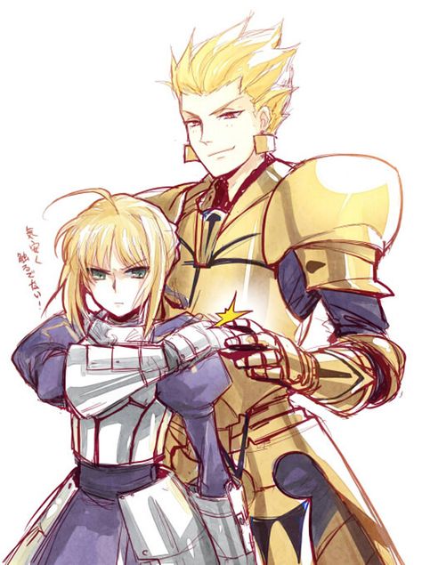 Saber and Gilgamesh "Hands off" Saber X Gilgamesh, Gilgamesh X Saber, Fate Quotes, Saber Cosplay, Fate Gilgamesh, Dr Fate, Saber Fate, Gilgamesh Fate, Arturia Pendragon