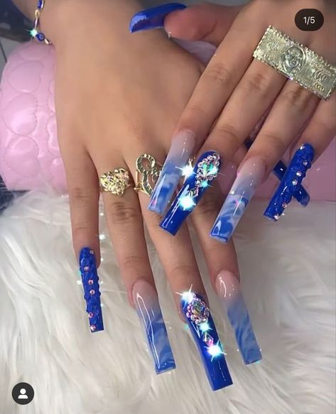 Dope Blue Nails, Pink Long Acrylic, Candy Nail Art, Nail Designs Acrylic, Black Acrylic Nail Designs, Peeps Candy, Nail Designs Bling, Nail Black, Bunny Peeps