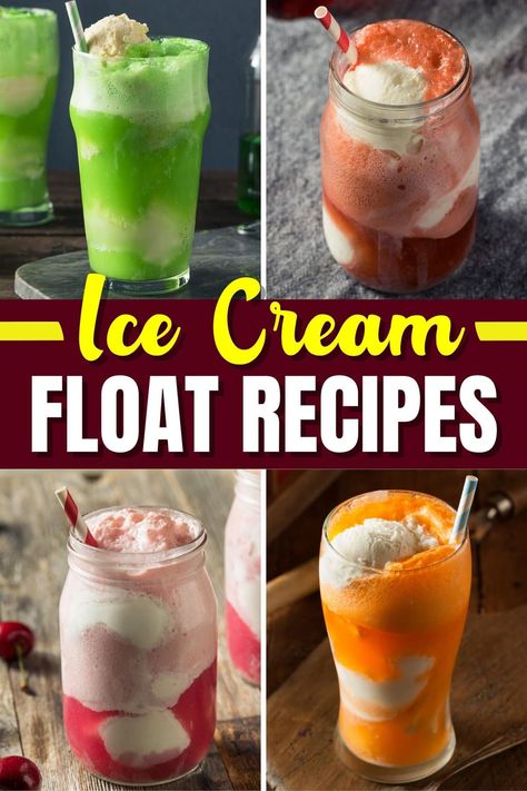 Float Recipes Ice Cream, Coke Float Bar Party Ideas, Soda Floats Recipes, Ice Cream Soda Recipe, Ice Cream Shop Recipes, Float Bar Ice Cream, Ice Cream In A Mason Jar, Float Drink Ideas, Cream Soda Float