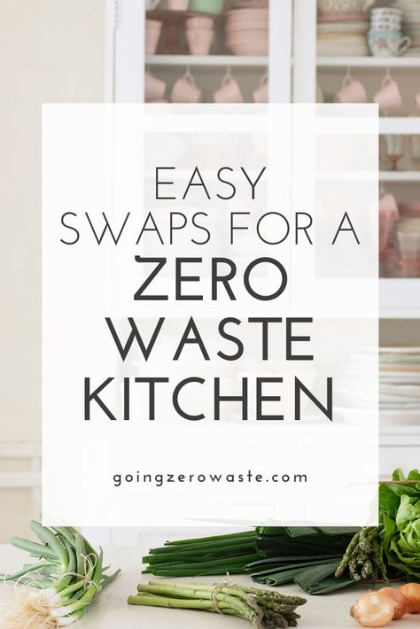 A few easy zero waste kitchen swaps - ones that are great for beginners.  I'm sharing 5 swaps for a zero waste kitchen. #zerowastekitchen #zerowastetips Easy Swaps, Plastic Free Kitchen, Zero Waste Home, Zero Waste Swaps, Zero Waste Kitchen, Sustainable Kitchen, Eco Friendly Kitchen, Work Diy, Zero Waste Living