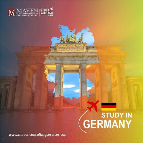 To Study in Germany register at https://www.mavenconsultingservices.com/overseas-education-consultant/study-in-germany Study In Germany Poster, Study Abroad Germany, German Language Course, Study In Germany, Education Consultant, German Translation, Germany Flag, Overseas Education, Language Courses