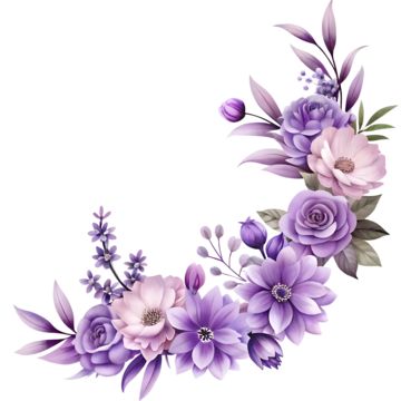 Purple Flowers Illustration, Purple Flower Border, Purple Flower Frame, Watercolor Flower Bouquet, Frame Watercolor, Purple Plants, Halloween Flowers, Purple Decor, New Background Images