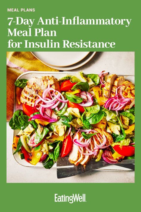 Follow this dietitian-approved anti-inflammatory meal plan of nutritious low carb meals and snacks aimed to improve blood sugar and reduce insulin resistance. #healthymealplans #healthyrecipes #mealplan #mealplanideas #mealplanning #mealprep Insulin Resistance Diet Food Lists Recipes For, Insulin Resistance Lunch Ideas, Insulin Resistance Meal Prep, Insuline Resistance, Insulin Resistance Diet Food Lists, Reduce Insulin Resistance, Low Carb Breakfasts, Insulin Resistance Diet Plan, Insulin Resistance Recipes