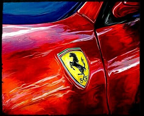 Ferrari art work Car Art Painting, Ferrari Painting, Car Painting Canvas, Ferrari Badge, Ferrari Rouge, F1 Artwork, Cars Painting, Ferrari Art, F1 Art