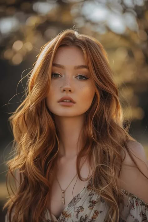 Ginger Hair Cool Skin Tone, Ginger Honey Hair, Cinnamon Copper Hair Color, Golden Chestnut Hair, Ginger Hair Pale Skin, Fall Ginger Hair, Brownish Ginger Hair, Red Hair Hazel Eyes, Red Hair And Brown Eyes