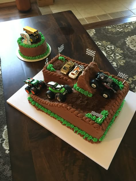 Monster Truck Track Cake, 4 Monster Truck Cake, Monster Truck Bday Cake, Monster Truck Theme Birthday Cake, Megalodon Monster Truck Birthday Cake, How To Make A Monster Truck Cake, Monster Trucks Birthday Cake, Monster Truck Theme Cake, Monster Truck Party Cake