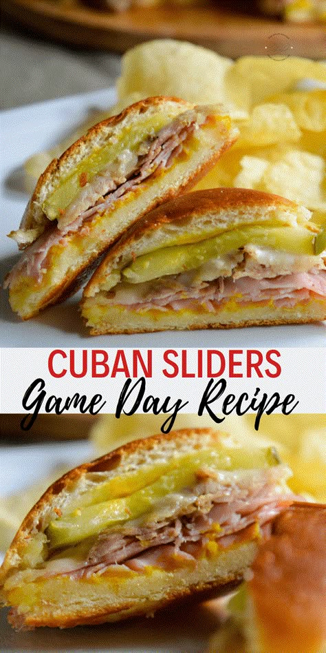 Easy Cuban Sliders Recipe | DINE DREAM DISCOVER Cuban Sandwich Recipe Easy, Superbowl Slider Recipes, Hawaiian Roll Cuban Sliders, Cuban Sliders Recipes, Easy At Home Lunches, Cuban Sliders Hawaiian Rolls, Easy Cuban Sandwich, Cuban Sliders, Easy Slider Recipes