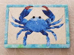 Crab Quilt Block Patterns Free, Crab Quilt, Monkey Wrench Quilt, Postcard Quilts, Beach Quilt, Monkey Wrench, Sea Quilt, Landscape Art Quilts, Quilt Wall