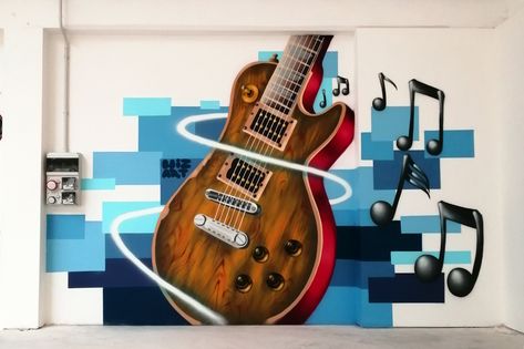 Music Mural, Music Graffiti, Doodle Wall, Creative Wall Painting, Modern Art Canvas Painting, Cafe Wall Art, Murals For Kids, Graffiti Illustration, Asian Paints