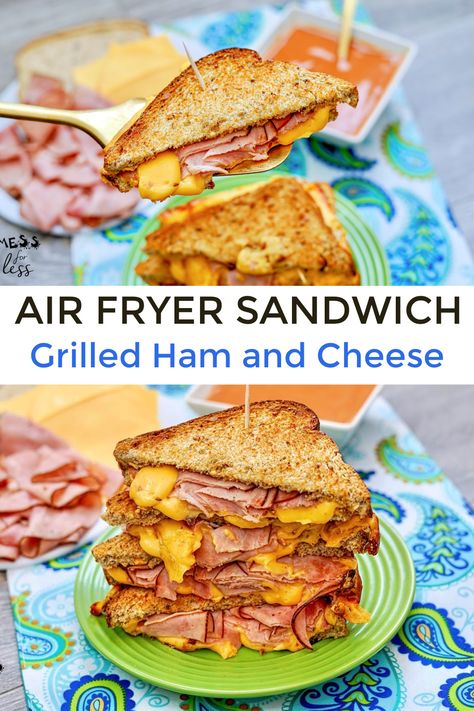 Grilled Ham And Cheese Sandwich, Cooking French Fries, Grilled Ham And Cheese, Caprese Sandwich, Tomatoes Mozzarella, Grilled Ham, Air Fryer Oven Recipes, Ham Sandwiches, Ham And Cheese Sandwich