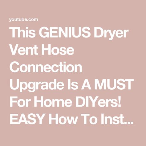 This GENIUS Dryer Vent Hose Connection Upgrade Is A MUST For Home DIYers! EASY How To Install! Dryer Vent Solutions, Dryer Vent Cover, Dryer Vent Hose, Dryer Vent, Hose Clamps, Vent Covers, Key